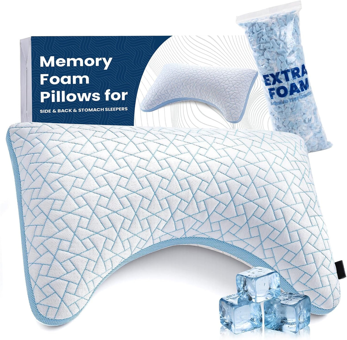 Side Sleeper Pillow, Cooling Pillow for Shoulder Support, Set of 1