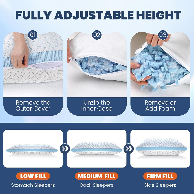 Side Sleeper Pillow, Cooling Pillow for Shoulder Support, Set of 1